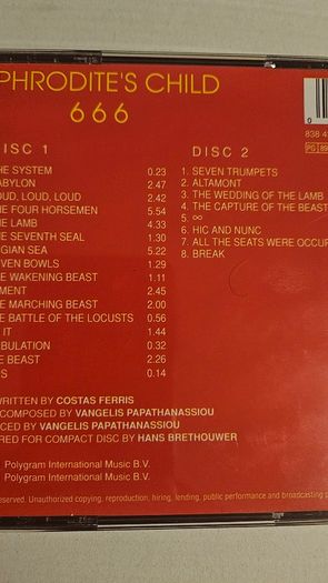Aphrodite's Child - 666. 2 CD Set.
