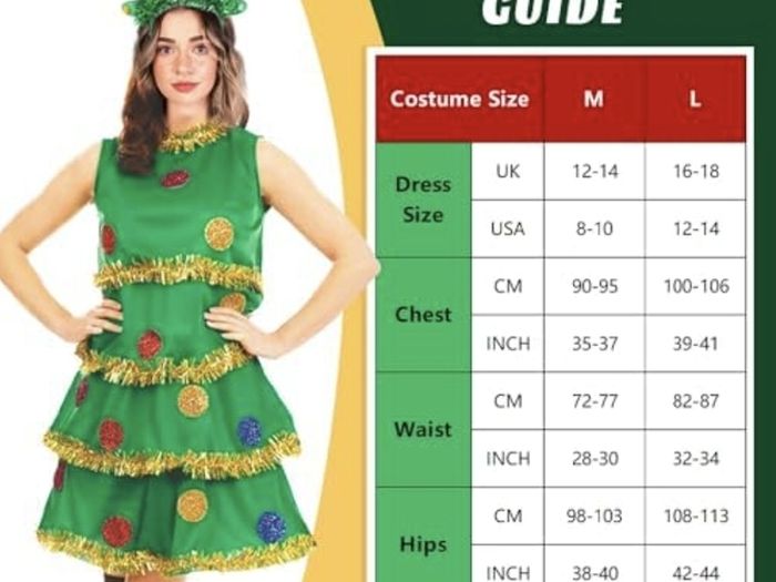 5-Piece christmas tree tostume set for women