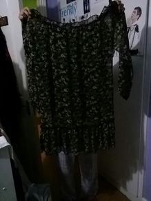 Floral shoulder revealing dress