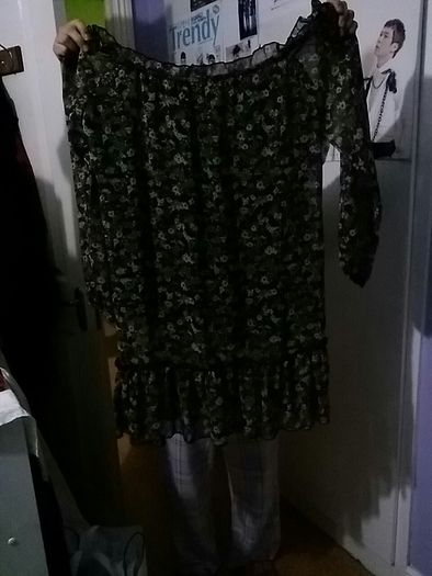 Floral shoulder revealing dress