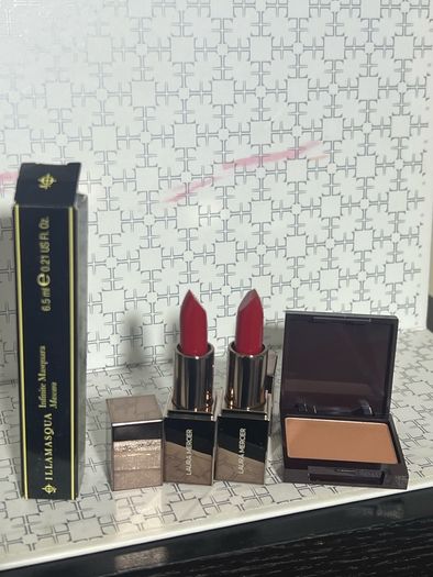 Laura mercier 460 rouge ultimate mini lipstick and Laura mercier ginger blush and illamasqua travel size mascara all new