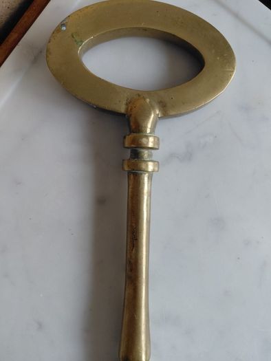 Antique solid brass ornamental key 35cm in length