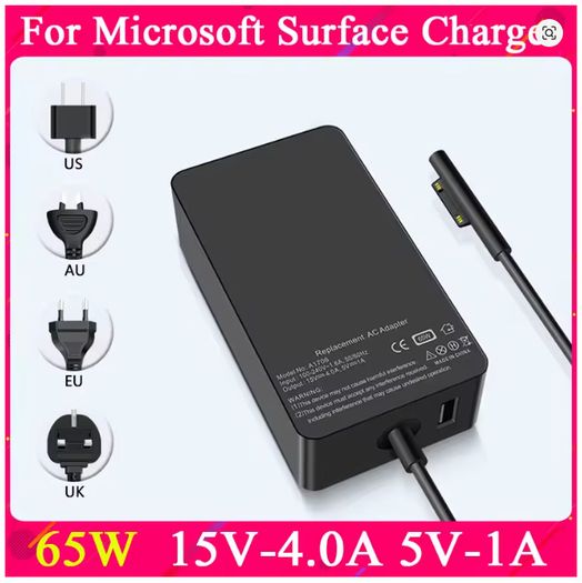 65W Surface Pro Laptop Charger for Microsoft Surface Pro 10, 9, 8, 7+, 7, 6, 5, 4, 3, X, Windows Surface Laptop 6, 5, 4, 3, 2, 1