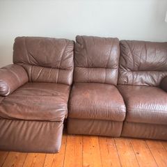 Brown leather sofa