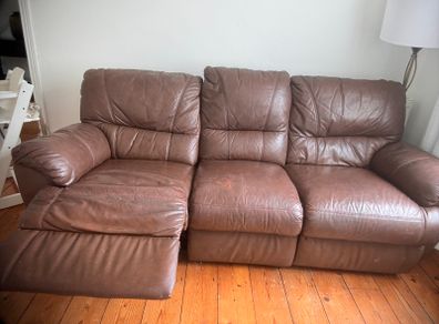 Brown leather sofa