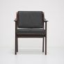 Vintage Rosewood and Black Leather Armchair by Karl Erik Ekselius for JOC Vetlanda, 1960s Image 5
