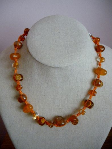 Preloved Orange necklace, Glass beads, Autumnal jewellery