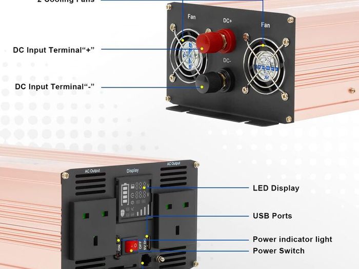 1500W Pure Sine Wave Inverter 12V to 230/240V Car