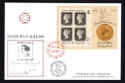 1990 Isle of Man 150th Anniversary of the Penny Black Stamp Miniature Sheet First Day Cover (FDC) for Penny Black Day 6th May 1990