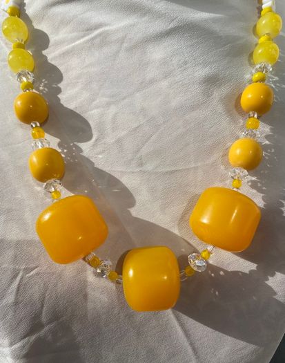 NEW Handmade Yellow Marshmallow 1930s Bead Necklace by Irish Designer helenrose