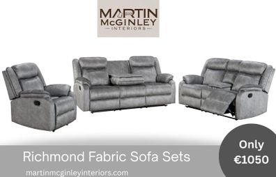 New 3+2 Richmond Grey Fabric Sofa Sets