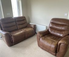 Tan Leather Recliner Suite  (Galway)