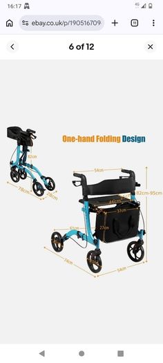 New can post Folding Aluminium Mobility Aid Rollator Walker with 4 Wheels