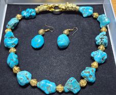 Turquoise Necklace with gold fillled elements