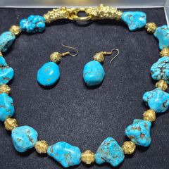 Turquoise Necklace with gold fillled elements