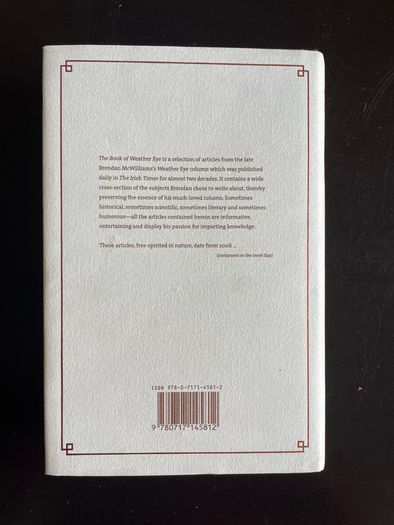 The Book of Weather Eye Brendan McWilliams