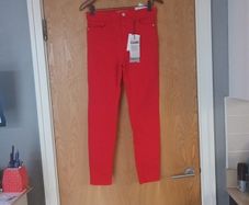 Stradivarius Skinny Red High Waisted  Jeans.  S.12   B.N.W.T.