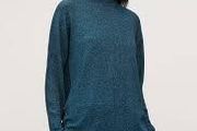 COS Metallic Sheer High-Neck Knit Top Petrol Blue