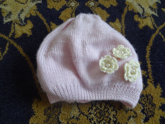 Girls hat cotton viscosa 2-5yo hand made decoration