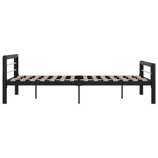 Bed Frame Black and White Metal 140x200 cm