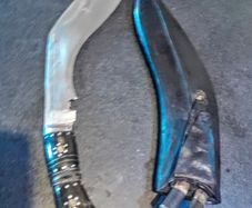 Handmade Indian Kukri knife with ebony handle and lion's head