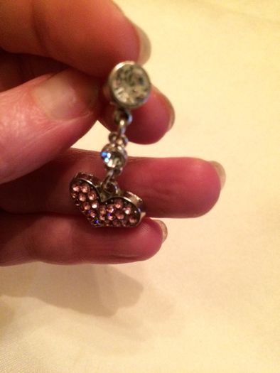 Brand new pink diamond heart phone charm