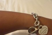 Tiffany &amp; Co. Style 925 Silver Heart Charm Bracelet