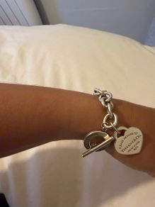 Tiffany & Co. Style 925 Silver Heart Charm Bracelet