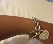 Tiffany & Co. Style 925 Silver Heart Charm Bracelet