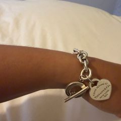 Tiffany & Co. Style 925 Silver Heart Charm Bracelet