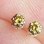Natural Fancy Intense Yellow Diamond 0.12ct GWLAB Certified S925 Rhodium-Plated Earrings. Image 2