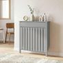 Radiator Cover with Drawer, Vertical Slatted Grill, Industrial MDF Wood Cabinet Shelf Heating Cover for Living Room, Bedroom, Hallway, Small, 88.5 x 19 x 93cm, Grey Image 9