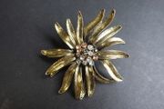 Vintage Gold and Silver Tone Flower Brooch