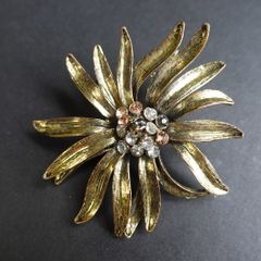 Vintage Gold and Silver Tone Flower Brooch