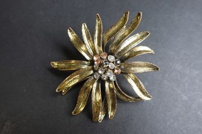 Vintage Gold and Silver Tone Flower Brooch