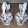 3 antique jugs white with leaves relief & gilt accents Image 3