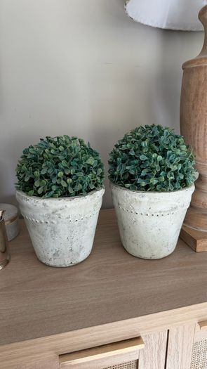Two pots with faux trees