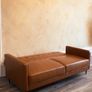 3-seater brown sofa bed - faux leather Image 4