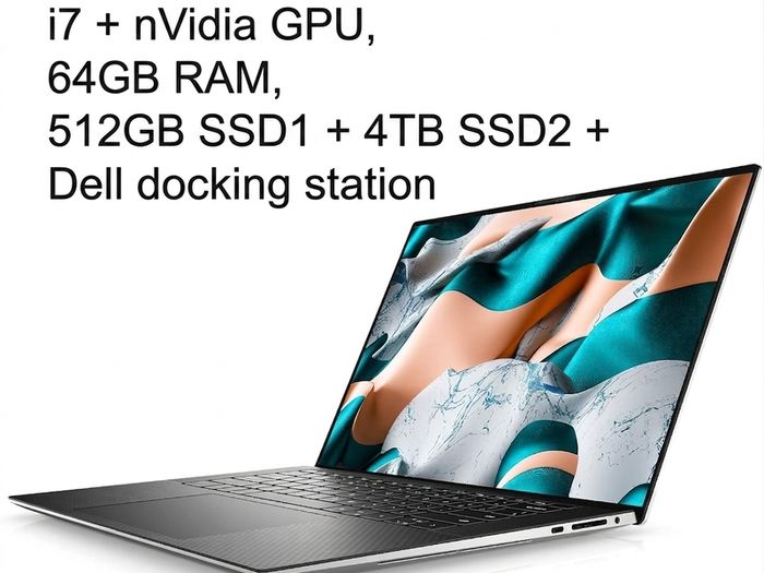 Dell XPS i7 + nVidia GPU, 64GB RAM, 4.5TB SSD + Dell docking station