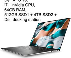 Dell XPS i7 + nVidia GPU, 64GB RAM, 4.5TB SSD + Dell docking station