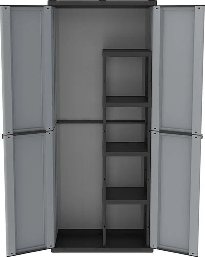 2 Door Cabinet with 1 Internal Shelving and 4 Shelves - 68x37.5x163.5 cm