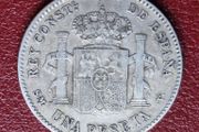 1903 S M V Spain 1 Peseta - Alfonso XIII 4th portrait Silver coin