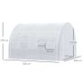 3 x 3 x 2 m Polytunnel Greenhouse with Roll-up Side Walls, Walk-in Grow House Tent with Steel Frame, Reinforced Cover, Zipped Door, and 6 Mesh Windows for Garden, White Image 3