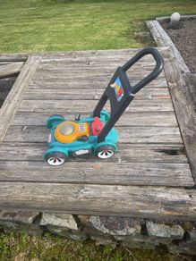 Little Tikes lawnmower with petrol can