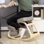 Kneeling chair, ergonomic seat stool, padded stool for healthy sitting posture, birch wood, 120 kg load capacity, Gray Image 5
