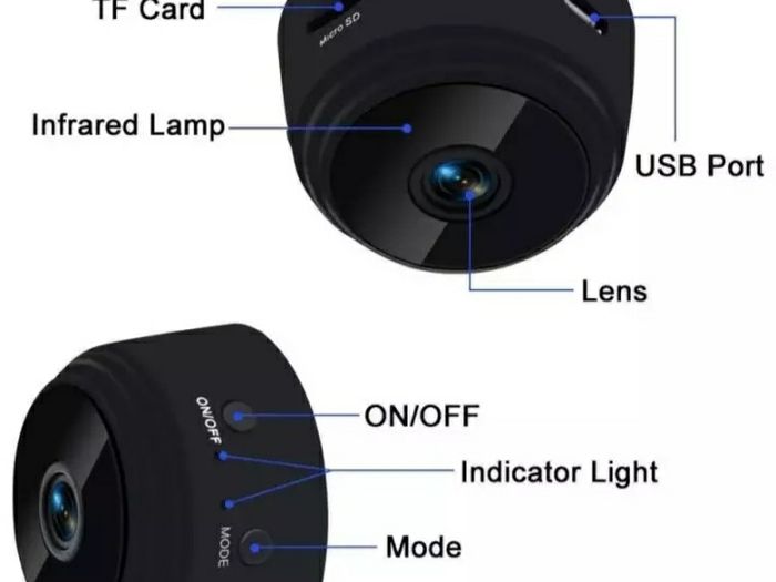 Mini Magnetic Full HD Home Security Camera / Webcam with Motion Detection, 24h Monitoring, Timer - 1080p, WiFi, IP