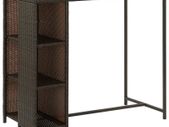 Bar Table with Storage Rack Brown 120x60x110 cm Poly Rattan