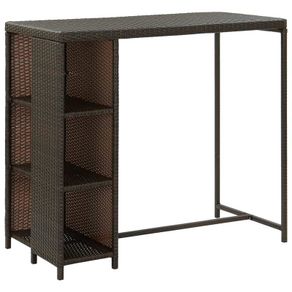 Bar Table with Storage Rack Brown 120x60x110 cm Poly Rattan