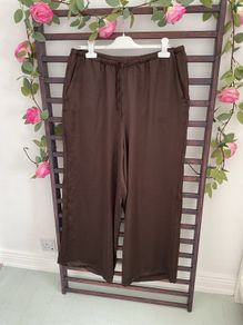 trousers brown satin wide leg trousers large primark