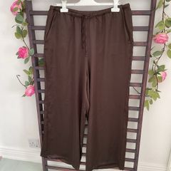 trousers brown satin wide leg trousers large primark